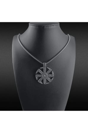 Viking Güneş Çarkı Kolyesi – Eskitme Gümüş Renk Kararmaz Çelik Kelt Düğümlü Mitolojik Unisex Kolye