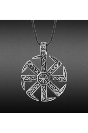 Viking Güneş Çarkı Kolyesi – Eskitme Gümüş Renk Kararmaz Çelik Kelt Düğümlü Mitolojik Unisex Kolye