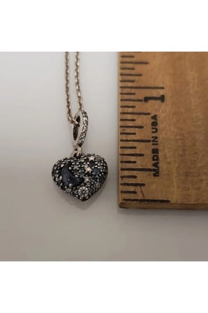 "Love You to the Moon" Yazılı Vintage Kolye – 925 Ayar Gümüş Zirkon Taşlı Ay Yıldızlı Kalp Kadın Kolyesi