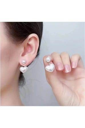İnci Kalp Ear Jacket Tırmanıcı Küpe Bijuteri Modern Antialerjik Kadın Küpe Hediyelik Zarif Modelleri