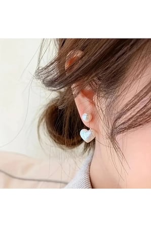 İnci Kalp Ear Jacket Tırmanıcı Küpe Bijuteri Modern Antialerjik Kadın Küpe Hediyelik Zarif Modelleri