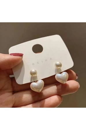 İnci Kalp Ear Jacket Tırmanıcı Küpe Bijuteri Modern Antialerjik Kadın Küpe Hediyelik Zarif Modelleri