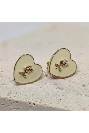 Alaşım 14K Altın İşlemeli Kalp Mini Çivili Küpe - Vintage Minimalist Kararmaz Antialerjik Solmaz Şık Hediyelik Yeni Sezon Trend Kadın Küpe
