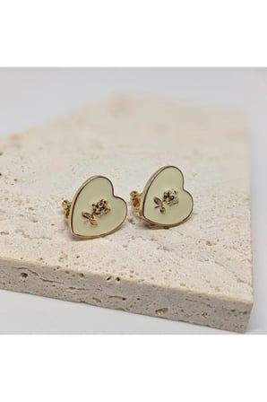 Alaşım 14K Altın İşlemeli Kalp Mini Çivili Küpe - Vintage Minimalist Kararmaz Antialerjik Solmaz Şık Hediyelik Yeni Sezon Trend Kadın Küpe