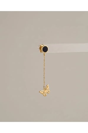 Siyah Zirkon 14K Altın Kaplama Uzun Zincir Sallantılı Küpe - Modern Kararmaz Antialerjik Canlı Klasik Renk Solmaz Şık Hediyelik Trend Kadın Küpe