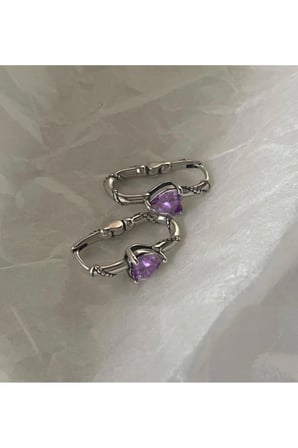 Gümüş Mor Kristal Taşlı Vintage Sallantılı Küpe - Paslanmaz Kararmaz Antialerjik Canlı Renk Solmaz Şık Hediyelik Yeni Sezon Kadın Küpe