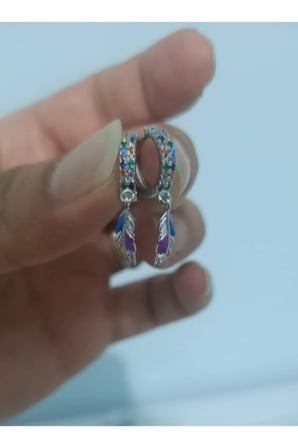 Gümüş Kaplama Kristal Tüy Yaprak Sallantılı Küpe - Vintage Zarif Kararmaz Antialerjik Alaşım Solmaz Şık Hediyelik Yeni Sezon Kadın Küpe