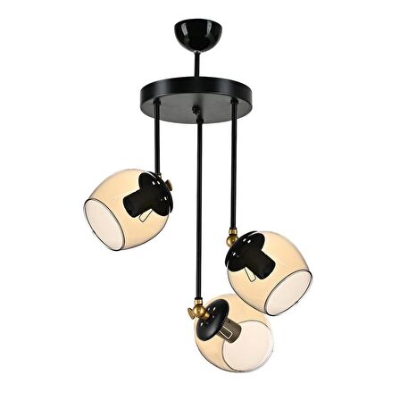 ÜÇLÜ NERO MODERN AVİZE BAL CAMLI