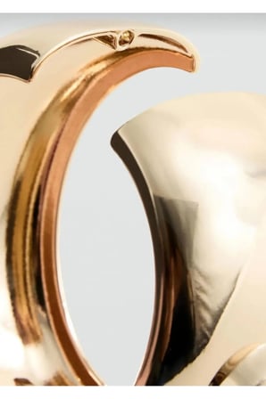 Büyük İnci Detaylı Geniş Kelepçe Bilezik - Gold Çelik Antialerjik VIP Vintage Kadın Bileklik