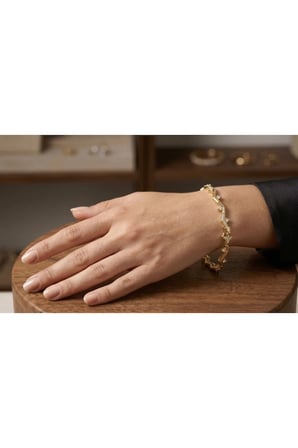 14K Altın Kaplama Zigzag Tasarım Zirkon Taşlı Bileklik VIP Geometrik Su Yolu Bilezik