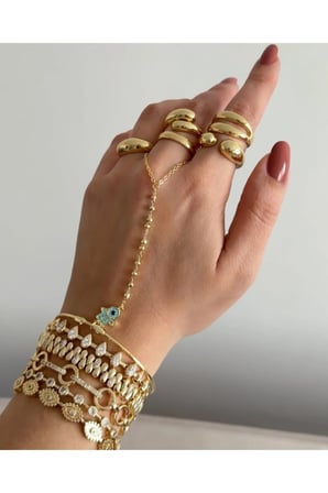 Kalın Dome Chunky Yüzük Seti - 14K Gold Ayarlanabilir Bombeli Modern Minimal Kadın Yüzük Seti
