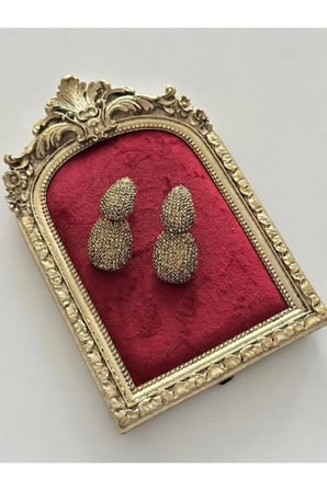 14K Altın Kaplama Mikro Zirkon Taşlı İkili Damla Küpe - Vintage Gold Dokulu Lüks Abiye Küpe