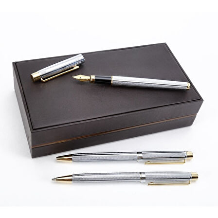 Scrikss Gold Krom 3 lü Kalem Seti ( Ömür boyu garanti )