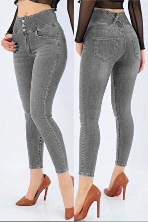 LENAY  Yüksek Bel Likralı Jean Pantolon 90 Cm