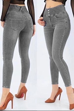 LENAY  Yüksek Bel Likralı Jean Pantolon 90 Cm