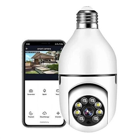 LENAY  Wifi 360 Panoramik Ampul Kamera Gece Görüş Ses Akıllı Hareket Algılayıcı