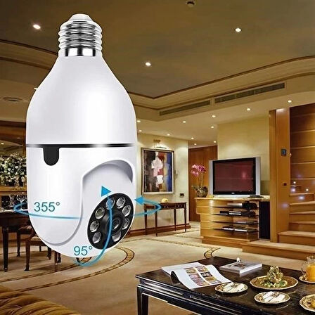 LENAY  Wifi 360 Panoramik Ampul Kamera Gece Görüş Ses Akıllı Hareket Algılayıcı