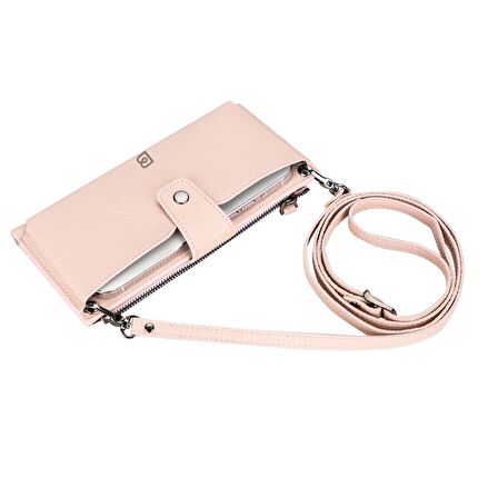 Lozan Strap 6.5 inch Uyumlu Deri Kartlıklı Kılıf ERC5 Pembe