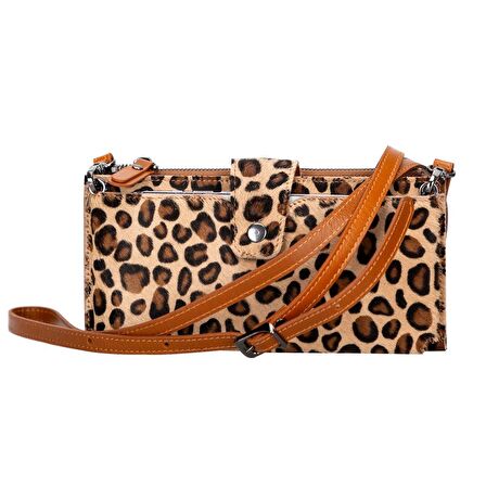 Lozan Strap 6.5 inch Uyumlu Deri Kartlıklı Kılıf LEO1 Leopar