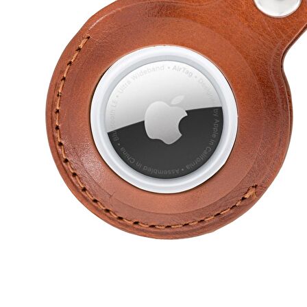 Apple AirTag Uyumlu Deri Anahtarlık Arta RST2EF Taba