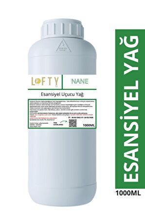 Nane Esansiyel Uçucu Yağ, Konsantre Esans, Saf Hobi Esansı, Mum, Sabun, Oda Kokusu 1000 ML