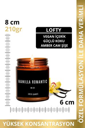 Lofty Siyah Etiket Amber Kavanoz Mum Dekor Aromaterapi Rahatlatıcı Vanilya Kokusu 210 GR