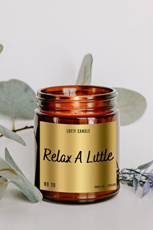 Relax A Little Gold Etiket Amber Kavanoz Mum Dekor Aromaterapi Rahatlatıcı Vanilya Kokusu 210 GR