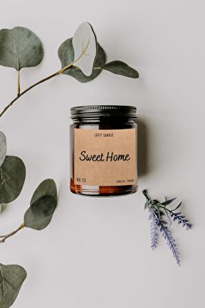 Sweet Home Kraft Etiket Amber Kavanoz Mum Dekor Aromaterapi Rahatlatıcı Vanilya Kokusu 210 GR