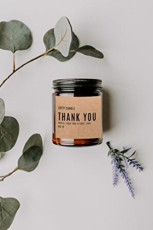 Thank You Kraft Etiket Amber Kavanoz Mum Dekor Aromaterapi Rahatlatıcı Vanilya Kokusu 210 GR