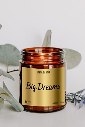 Big Dreams Gold Etiket Amber Kavanoz Mum Dekor Aromaterapi Rahatlatıcı Vanilya Kokusu 210 GR