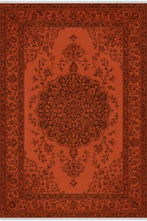 Kiremit Renkli Klasik Halı – Modern & Zamansız Desen | Kaymaz, Yıkanabilir, Evcil ve Bebek Dostu