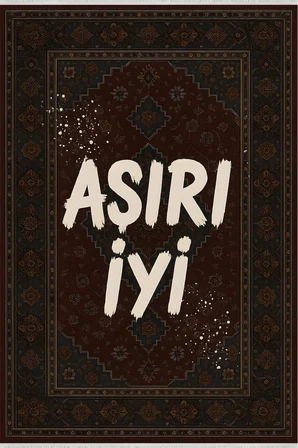 Klasik Motifli "Aşırı İyi" Halı – Retro Yazılı Tasarım | Kaymaz, Yıkanabilir, Robot Süpürge Uyumlu