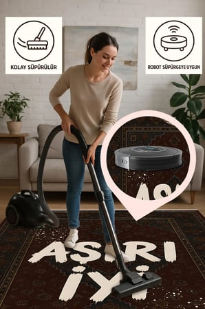 Klasik Motifli "Aşırı İyi" Halı – Retro Yazılı Tasarım | Kaymaz, Yıkanabilir, Robot Süpürge Uyumlu