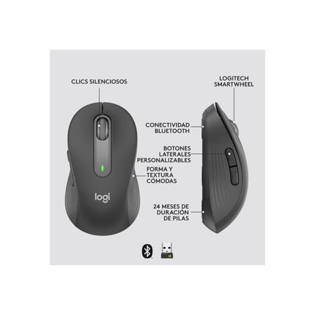 LOGITECH 910-006253, M650 Signature, Siyah, Sağ El, USB Nano 2,4G Kablosuz, 4000dpi, Optik, 5 Tuşlu, 24ay Pil Ömrü, Sessiz Mouse