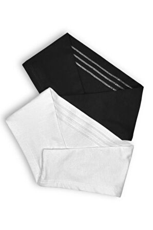 2 Adet Kaymayan Silikonlu Bandana Bone Siyah Beyaz - Kadın Tesettür Kaymaz - Sportif Saç Bandı