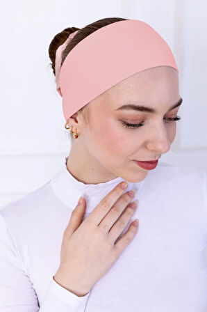 Kaymaz Bandana Pudra Pembe Kaymayan Silikonlu Sportif Saç Bandı - Geçme Tesettür Bone