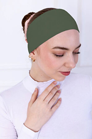Kaymayan Silikonlu Bandana Bone - Sportif Saç Bandı-Haki
