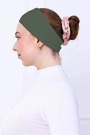 Kaymayan Silikonlu Bandana Bone - Sportif Saç Bandı-Haki