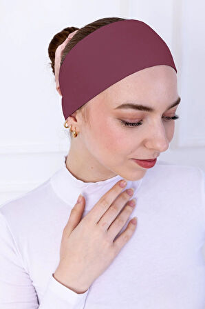 Kaymayan Silikonlu Bandana Bone - Sportif Saç Bandı-Gül Kurusu