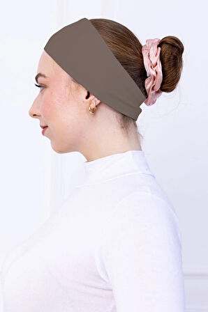 Kaymayan Silikonlu Bandana Bone - Sportif Saç Bandı-Kahverengi