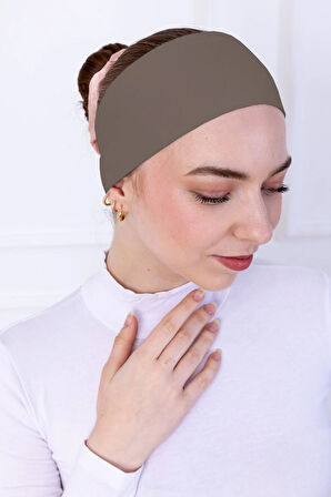 Kaymayan Silikonlu Bandana Bone - Sportif Saç Bandı-Kahverengi