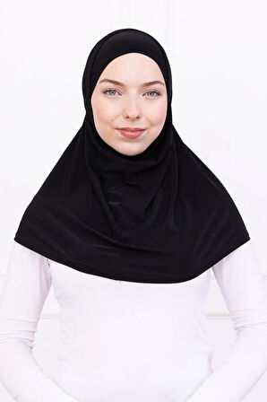 2 Parçalı Pratik Namaz Örtüsü Siyah Sandy Hijab - Kadın Tesettür Hazır Türban