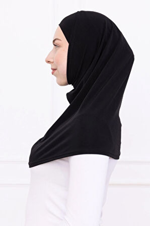 2 Parçalı Pratik Namaz Örtüsü Siyah Sandy Hijab - Kadın Tesettür Hazır Türban