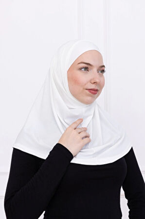 2 Parçalı Pratik Namaz Örtüsü Beyaz Sandy Hijab - Kadın Tesettür Hazır Türban