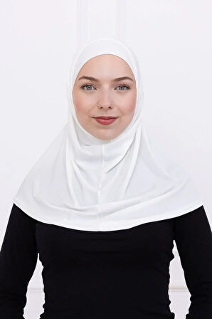 2 Parçalı Pratik Namaz Örtüsü Beyaz Sandy Hijab - Kadın Tesettür Hazır Türban