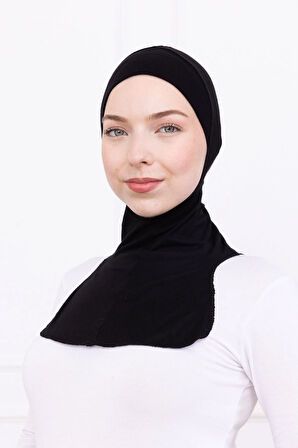 Siyah Ninja Bone Boyunluklu Likralı Sporcu Bonesi Kadın Pratik Tesettür Hijab Başörtü