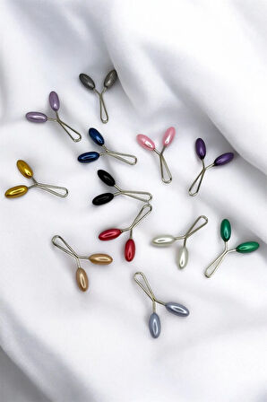 Eşarp Şal Klipsi 12 Adet Arpa Model Karışık Renk Klips - Kadın Tesettür Aksesuar İğne