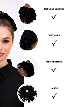 Beyaz Kadife Topuz Tokası Dolgun Lastikli Tesettür Kadın Aksesuar Toka