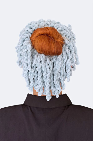 Bebe Mavisi Kadife Topuz Tokası Dolgun Lastikli Tesettür Kadın Aksesuar Toka