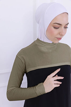 Balıkçı Yaka Boyunluklu Kolluk Açık Yeşil - Likralı Dik Yakalı Kadın Body Tesettür Crop Bolero
